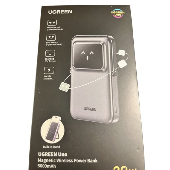 UGREEN Uno Magnetic Wireless Power Bank 5000mAh Wireless Portable Charger Black - Picture 1 of 11